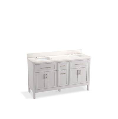 HadronE 60'' bathroom vanity cabinet with sinks and quartz top - Atmos Grey