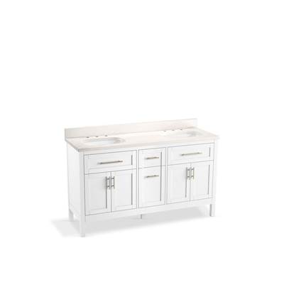 HadronE 60'' bathroom vanity cabinet with sinks and quartz top - White