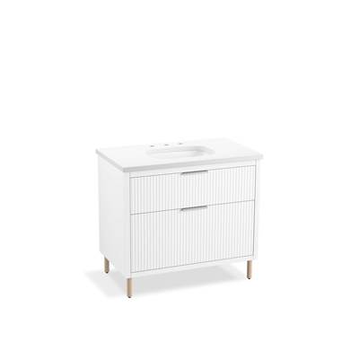 Kohler Spacity 36'' wall-hung bathroom vanity cabinet with sink and quartz top - White