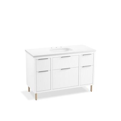 Kohler Spacity 48'' wall-hung bathroom vanity cabinet with sink and quartz top - White