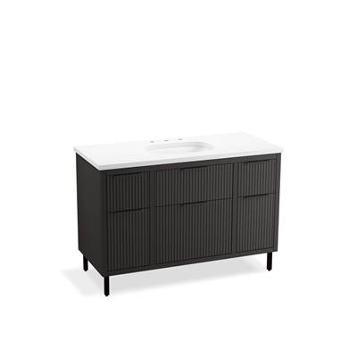 Kohler Spacity 48'' wall-hung bathroom vanity cabinet with sink and quartz top - Dark Steel