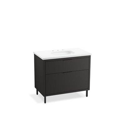 Kohler Spacity 36'' wall-hung bathroom vanity cabinet with sink and quartz top - Dark Steel
