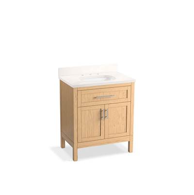 HadronE 30'' bathroom vanity cabinet with sink and quartz top - Light Oak