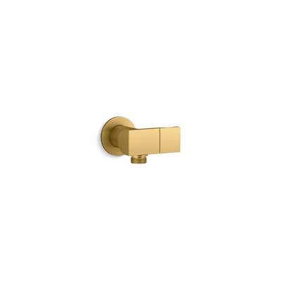 Exhale Wall-mount handshower holder with supply elbow and check valve - Vibrant Brushed Moderne Brass
