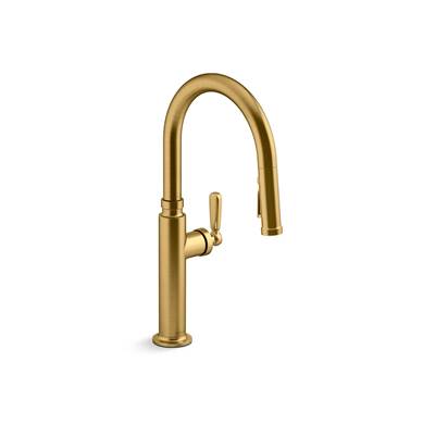 EdalynE by Studio McGee Pull-down kitchen sink faucet with three-function sprayhead - Vibrant Brushed Moderne Brass
