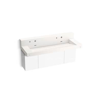ConstellationE 60'' wall-mount trough lavatory system with backsplash