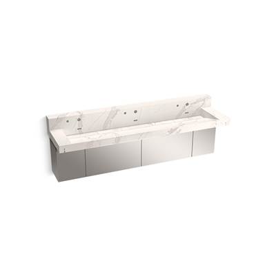 ConstellationE 90'' wall-mount trough lavatory system with backsplash