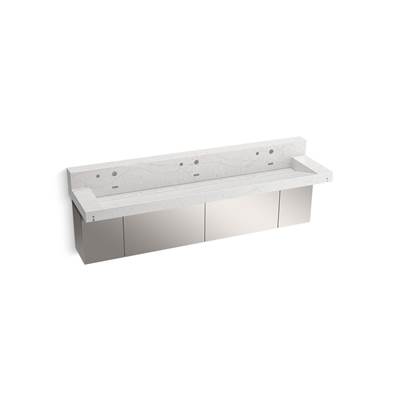ConstellationE 90'' wall-mount trough lavatory system with backsplash