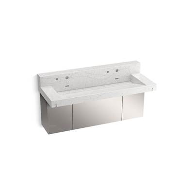 ConstellationE 60'' wall-mount trough lavatory system with backsplash