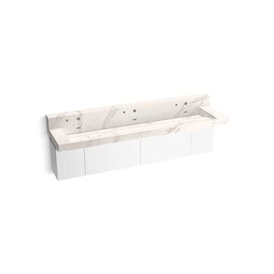 ConstellationE 90'' wall-mount trough lavatory system with backsplash
