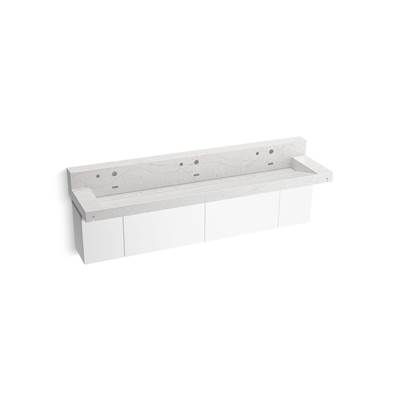 ConstellationE 90'' wall-mount trough lavatory system with backsplash