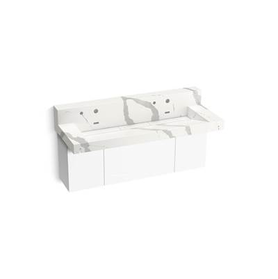 ConstellationE 60'' wall-mount trough lavatory system with backsplash