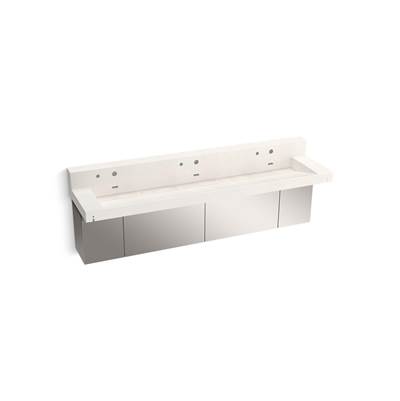 ConstellationE 90'' wall-mount trough lavatory system with backsplash