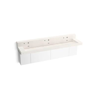 ConstellationE 90'' wall-mount trough lavatory system with backsplash