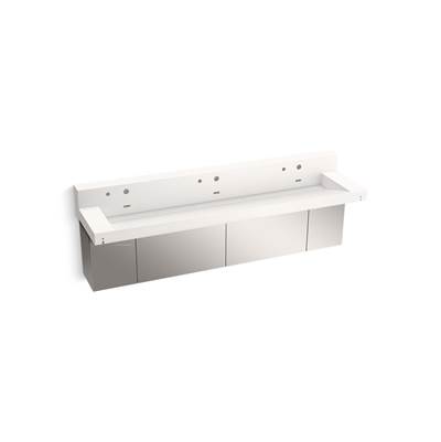 ConstellationE 90'' wall-mount trough lavatory system with backsplash