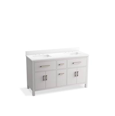 Kohler Kresla 60'' Bathroom Vanity Cabinet with Sinks and Quartz Top - Atmos Grey