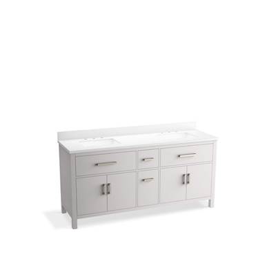 Kohler Kresla 72'' Bathroom Vanity Cabinet with Sinks and Quartz Top - Atmos Grey