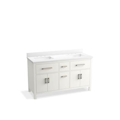 Kohler Kresla 60'' Bathroom Vanity Cabinet with Sinks and Quartz Top - White
