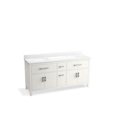 Kohler Kresla 72'' Bathroom Vanity Cabinet with Sinks and Quartz Top - White