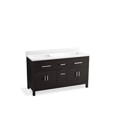 Kohler Kresla 60'' Bathroom Vanity Cabinet with Sinks and Quartz Top - Carbon Oak