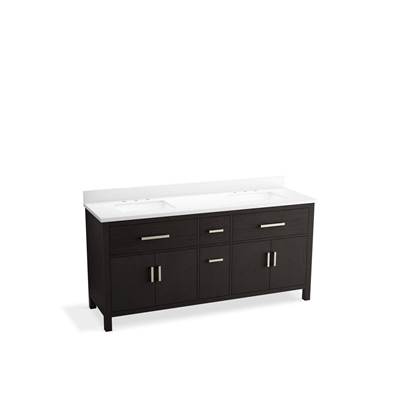 Kohler Kresla 72'' Bathroom Vanity Cabinet with Sinks and Quartz Top - Carbon Oak