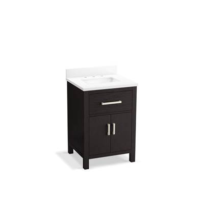 Kohler Kresla 24'' Bathroom Vanity Cabinet with Sink and Quartz Top - Carbon Oak