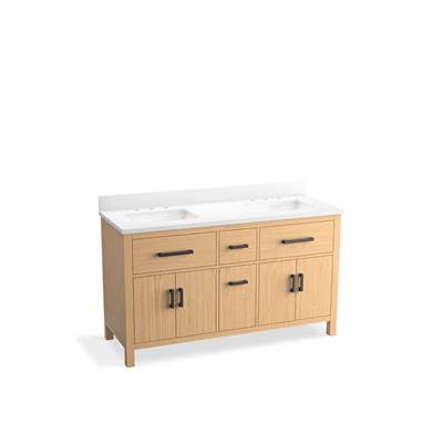 Kohler Kresla 60'' Bathroom Vanity Cabinet with Sinks and Quartz Top - Light Oak