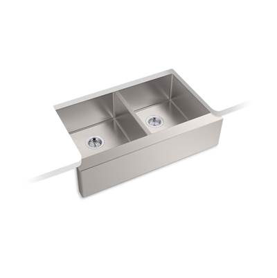 Kohler Strive 35-1/2'' undermount double-bowl farmhouse kitchen sink with accessories - Stainless Steel