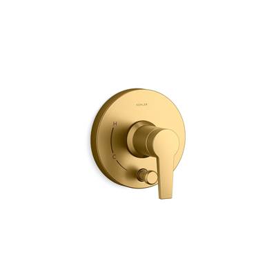 Kohler Pitch Rite-temp Valve Trim with Push-button Diverter - Vibrant Brushed Moderne Brass