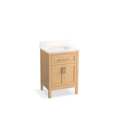 HadronE 24'' bathroom vanity cabinet with sink and quartz top - Light Oak
