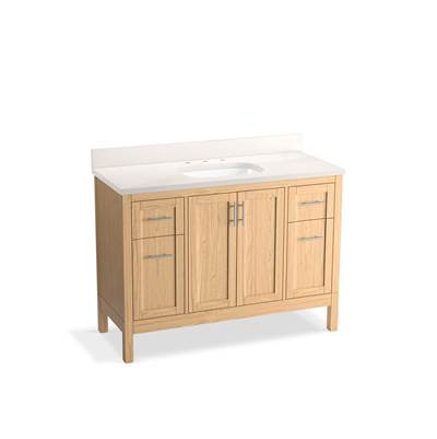 HadronE 48'' bathroom vanity cabinet with sink and quartz top - Light Oak