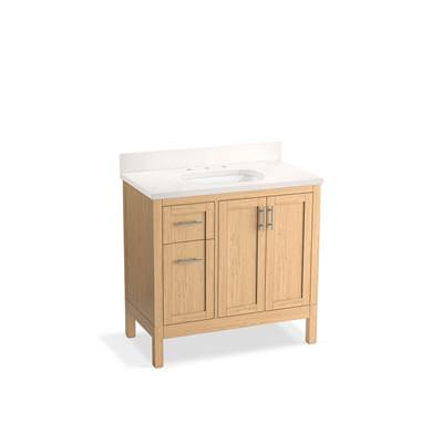 HadronE 36'' bathroom vanity cabinet with sink and quartz top - Light Oak