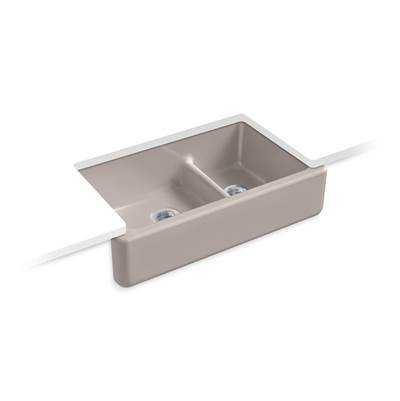 Kohler Whitehaven Smart Divide 35-3/4'' undermount double-bowl farmhouse kitchen sink - Truffle