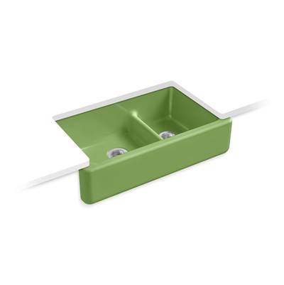 Kohler Whitehaven Smart Divide 35-3/4'' undermount double-bowl farmhouse kitchen sink - Fresh Green