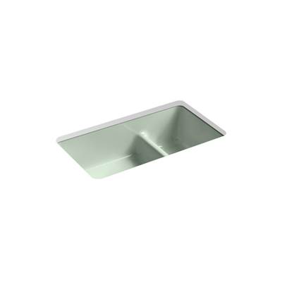 Kohler Iron/tones Smart Divide 33'' Top-/undermount Double-bowl Kitchen Sink - Aspen Green