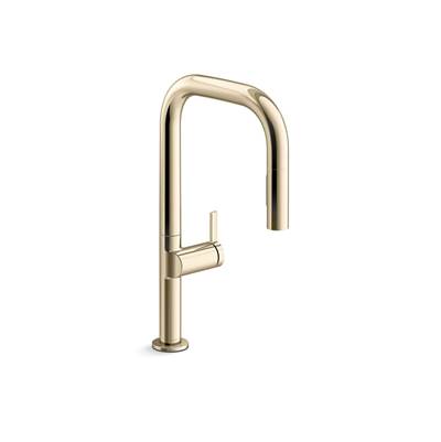 Components Pull-down kitchen sink faucet with two-function sprayhead