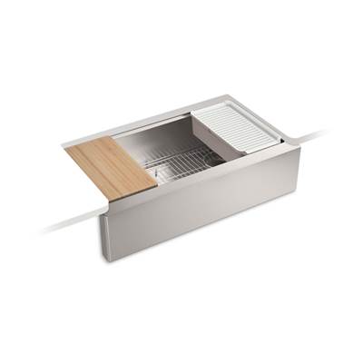 Kohler Strive 35-1/2'' undermount single-bowl farmhouse workstation kitchen sink - Stainless Steel