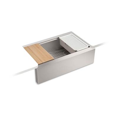 Kohler Strive 32-1/2'' undermount single-bowl farmhouse workstation kitchen sink - Stainless Steel