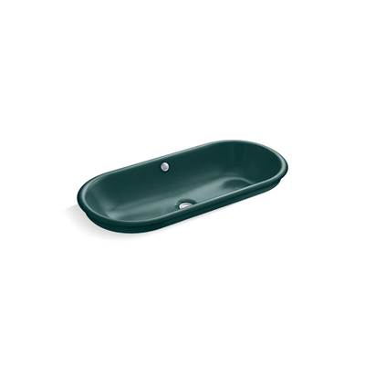 Iron Plains 33'' oval drop-in / undermount / vessel bathroom sink - Teal Exterior With Teal Interior