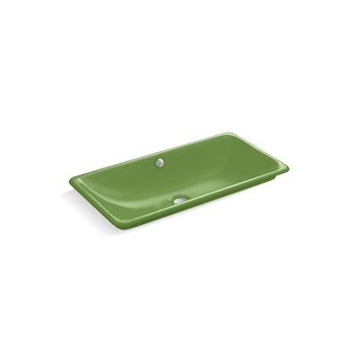 Iron Plains 30'' rectangular drop-in / undermount / vessel bathroom sink - Fresh Green Exterior With Fresh Green Interior