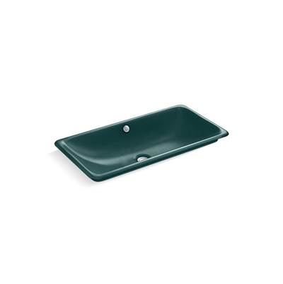 Iron Plains 30'' rectangular drop-in / undermount / vessel bathroom sink - Teal Exterior With Teal Interior