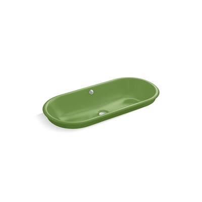 Iron Plains 33'' oval drop-in / undermount / vessel bathroom sink - Fresh Green Exterior With Fresh Green Interior