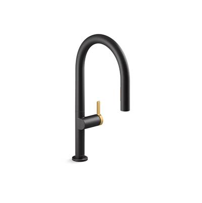 Components Pull-down kitchen sink faucet with two-function sprayhead
