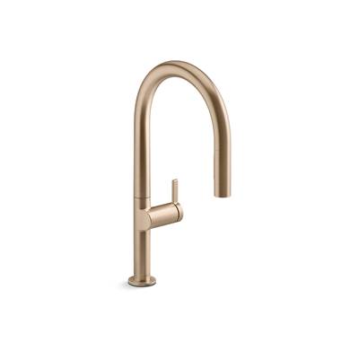 Components Pull-down kitchen sink faucet with two-function sprayhead