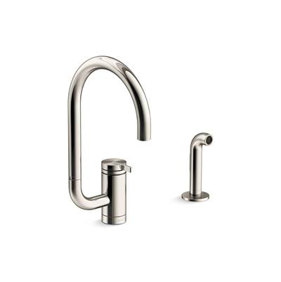 Components Single-handle kitchen sink faucet with two-function extended-reach spout and side sprayer