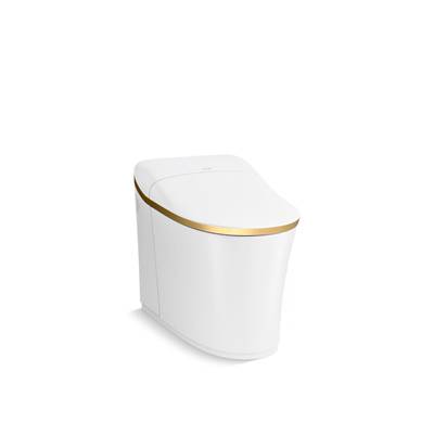 Eir One-piece elongated smart toilet, dual-flush - White With Moderne Brushed Brass