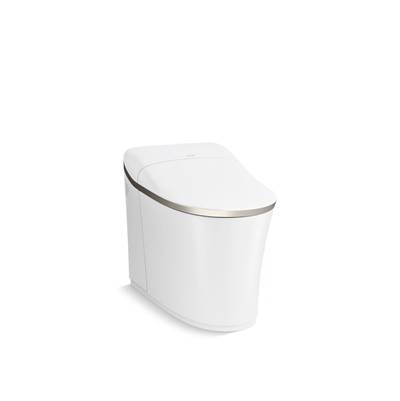 Eir One-piece elongated smart toilet, dual-flush - White With Brushed Nickel