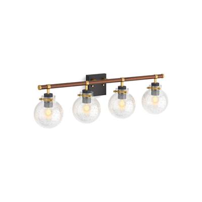 Kohler Holt Four-light sconce - Matte Black With Brushed Moderne Brass