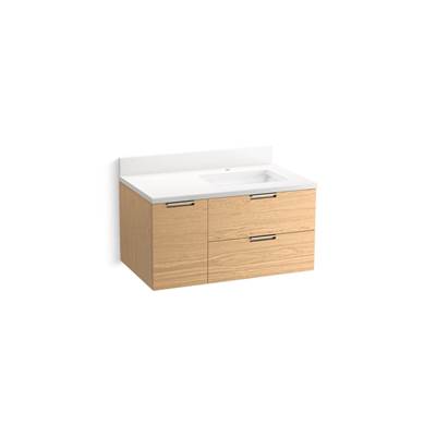 Kohler Maxstowe 36'' Wall-hung Bathroom Vanity Cabinet with Sink and Quartz Top - Light Oak