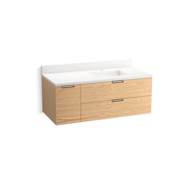 Kohler Maxstowe 48'' Wall-hung Bathroom Vanity Cabinet with Sink and Quartz Top - Light Oak